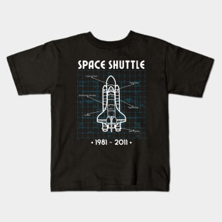 Space Shuttle Rocket Blueprint Spaceship Kids T-Shirt